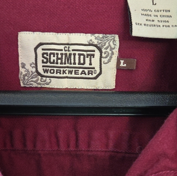 CE Schmidt Burgundy Button Down Workwear Womens L Cotton Shirt Fit for Her - Picture 2 of 5